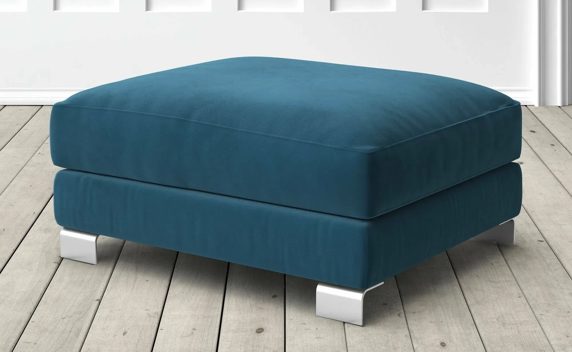 Dakota Small Footstool - Petrol, Velvet