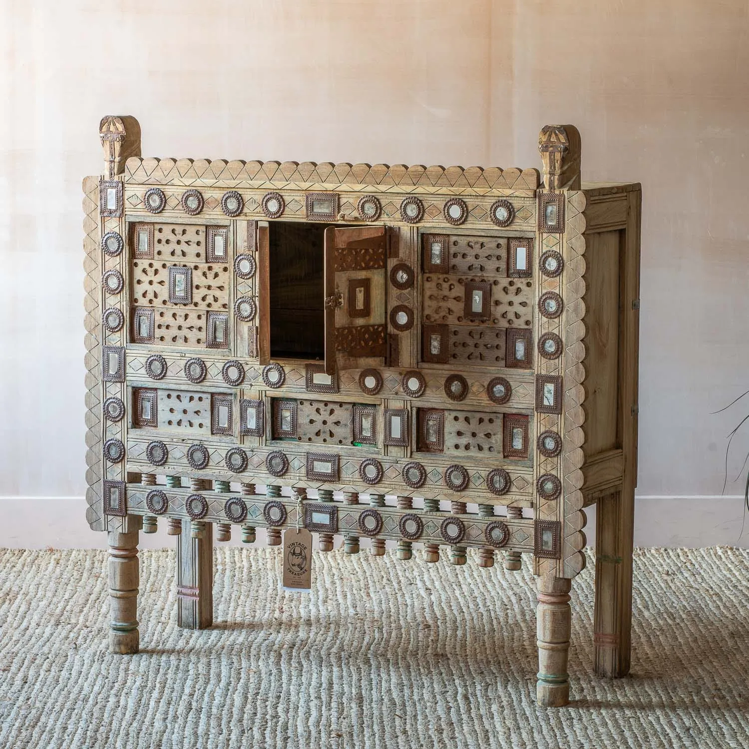 Damchiya Decorative Wooden Cabinet with Hidden Compartments