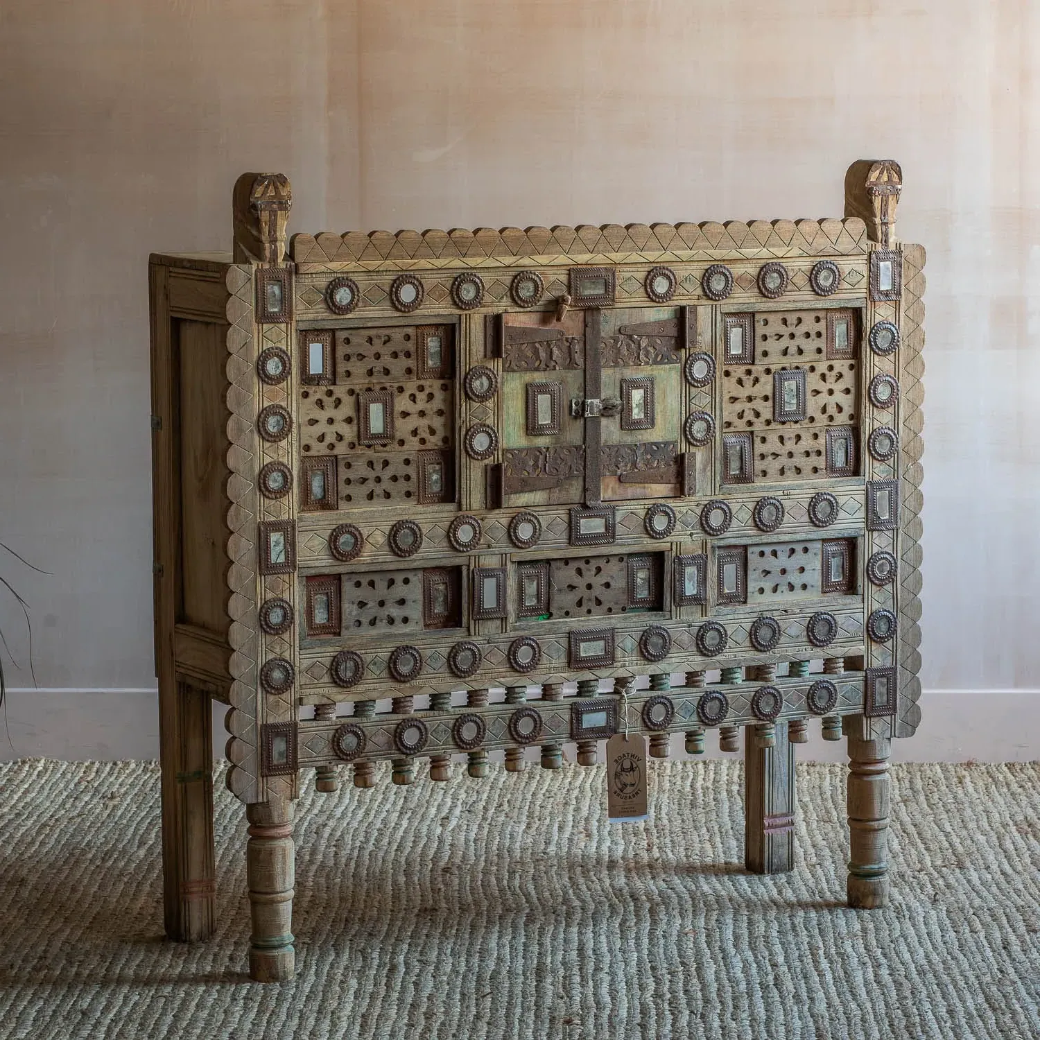 Damchiya Decorative Wooden Cabinet with Hidden Compartments