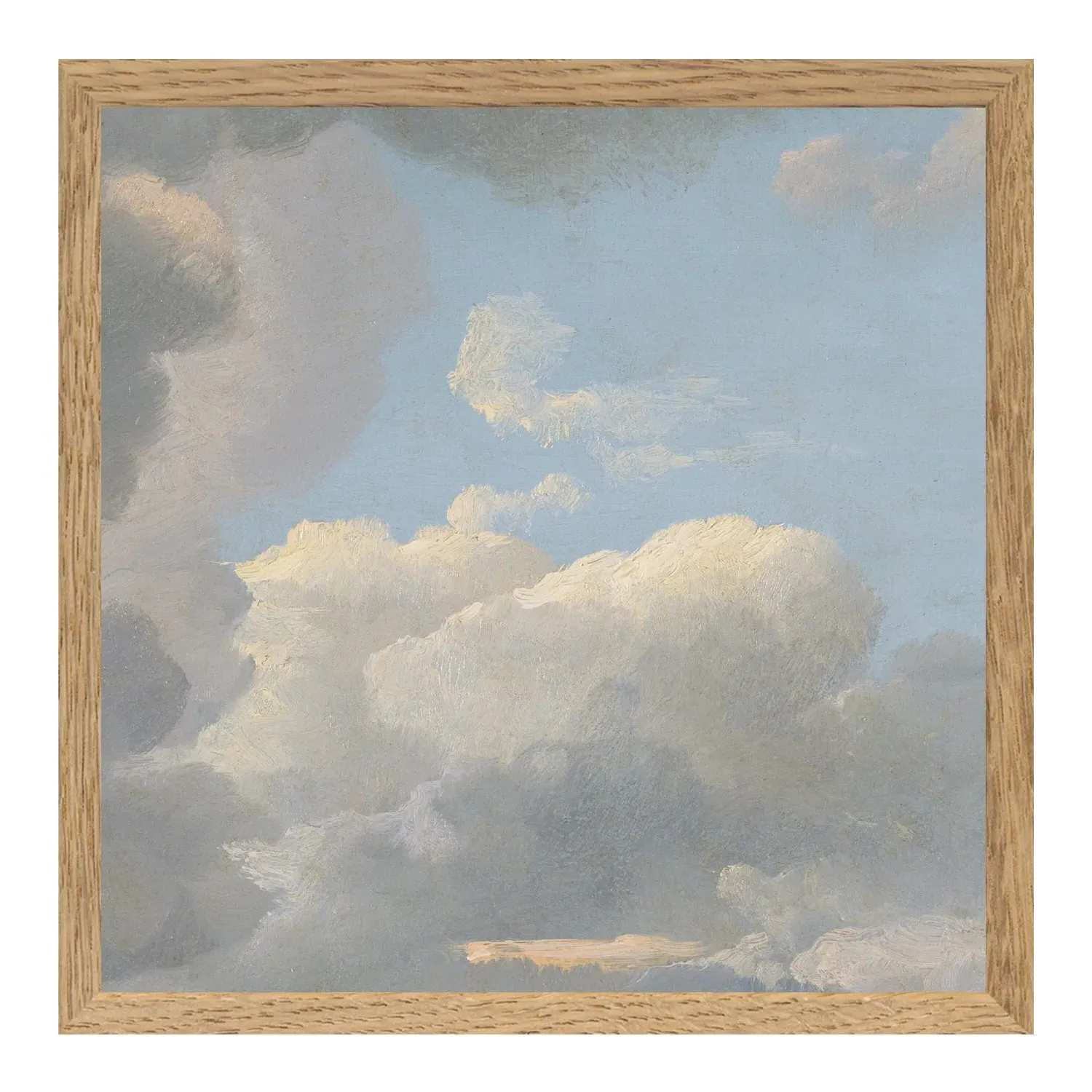 Dark Clouds Square Print with Oak Frame