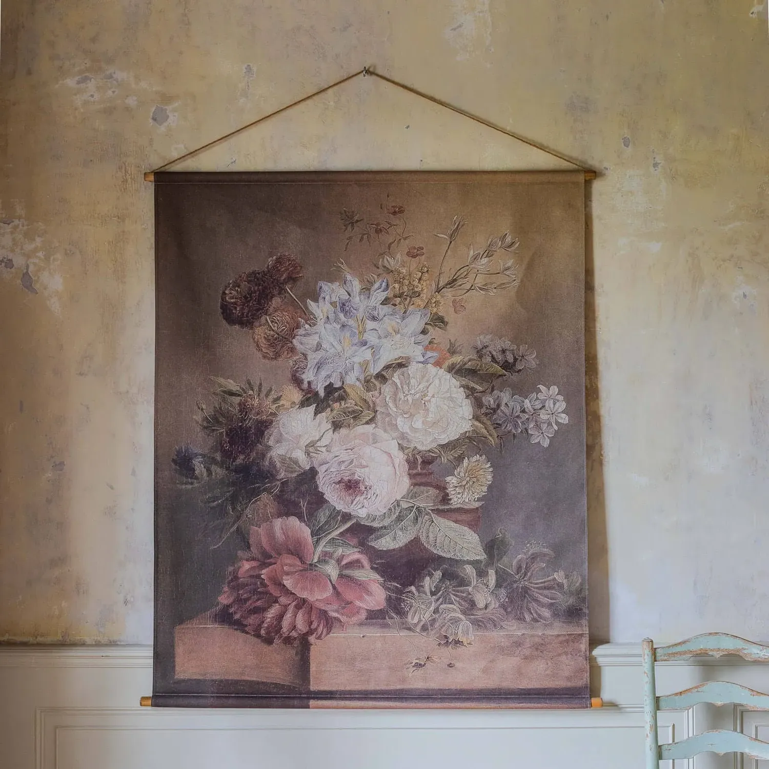 Dark Floral Hanging Canvas - Dark Hues