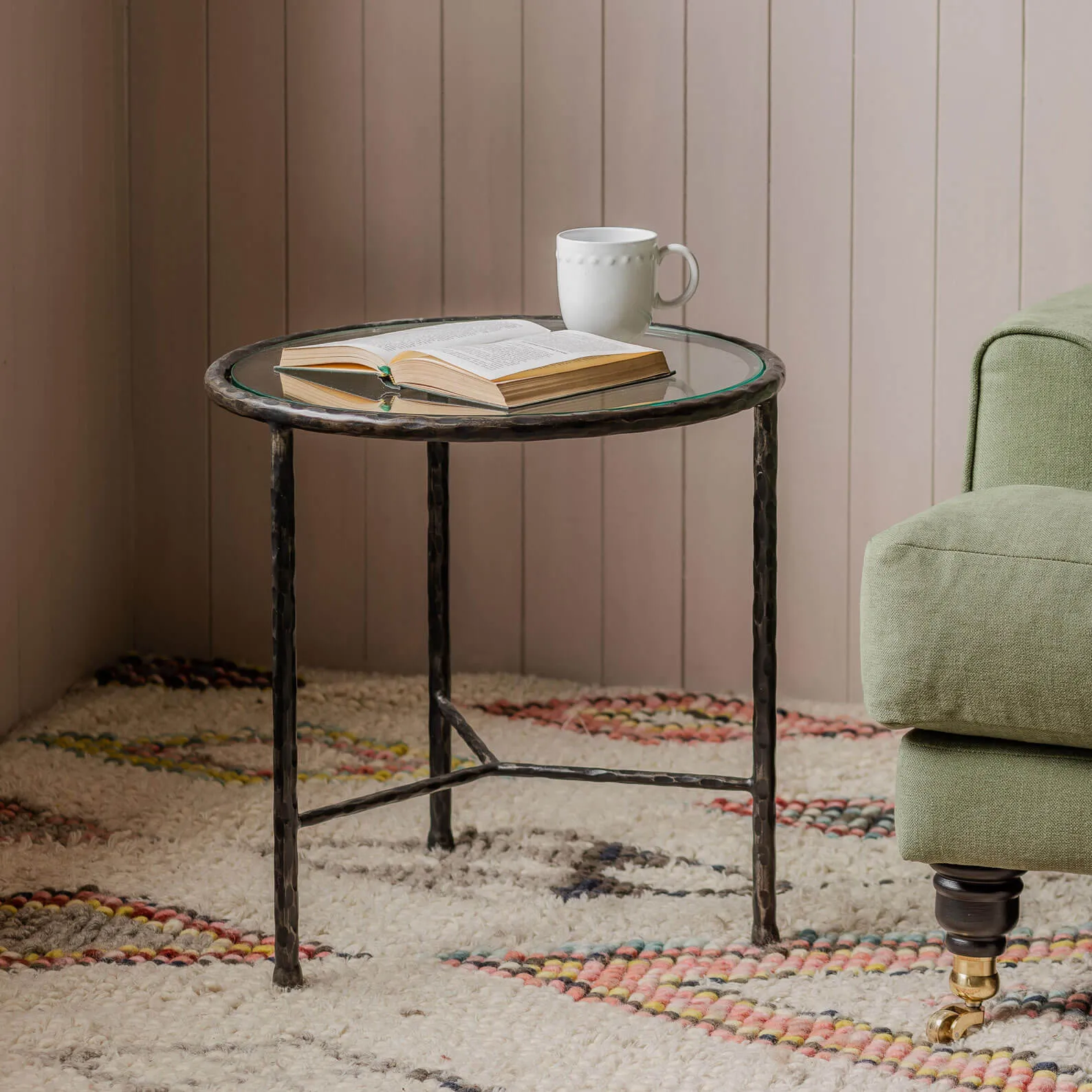 Darla Round Side Table - Gunmetal Grey, Iron