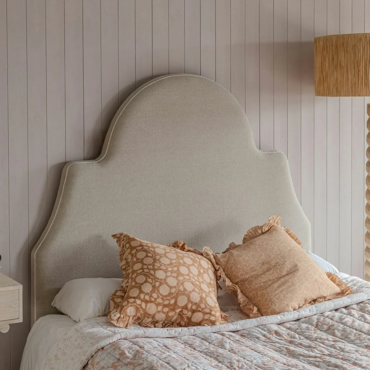 Darwin King Size Headboard - Natural, Linen