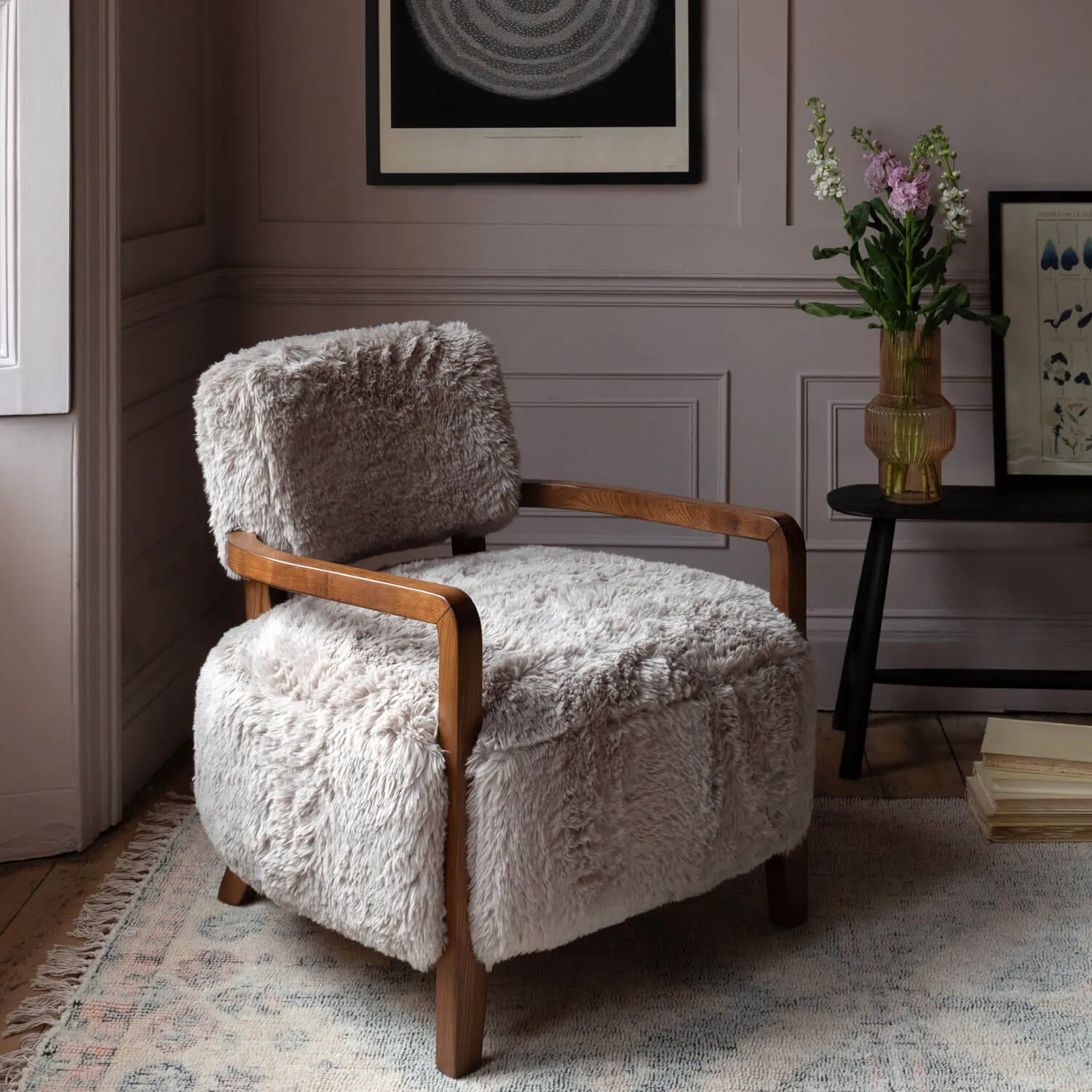 Dasha Faux Fur Armchair - Caramel