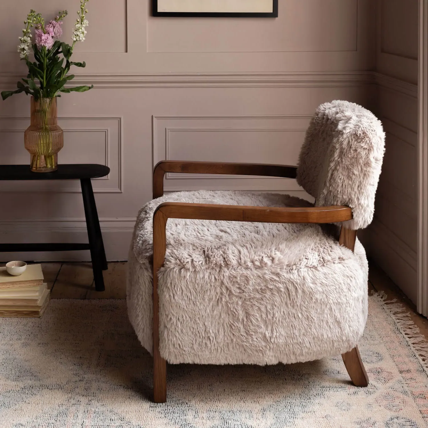 Dasha Faux Fur Armchair - Caramel