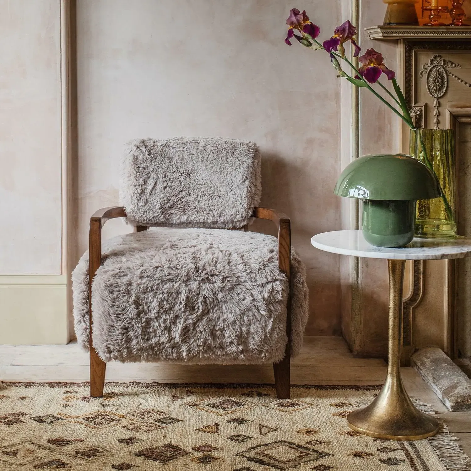 Dasha Faux Fur Armchair - Caramel image