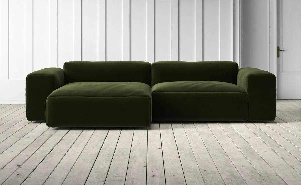 Dax 4-Seater Corner Sofa - Moss Green, Velvet