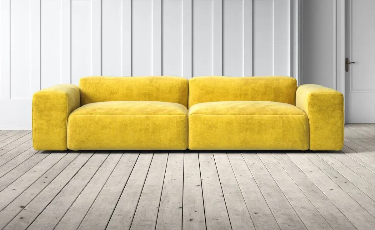 Dax 4-Seater Sofa - Mustard, Velvet