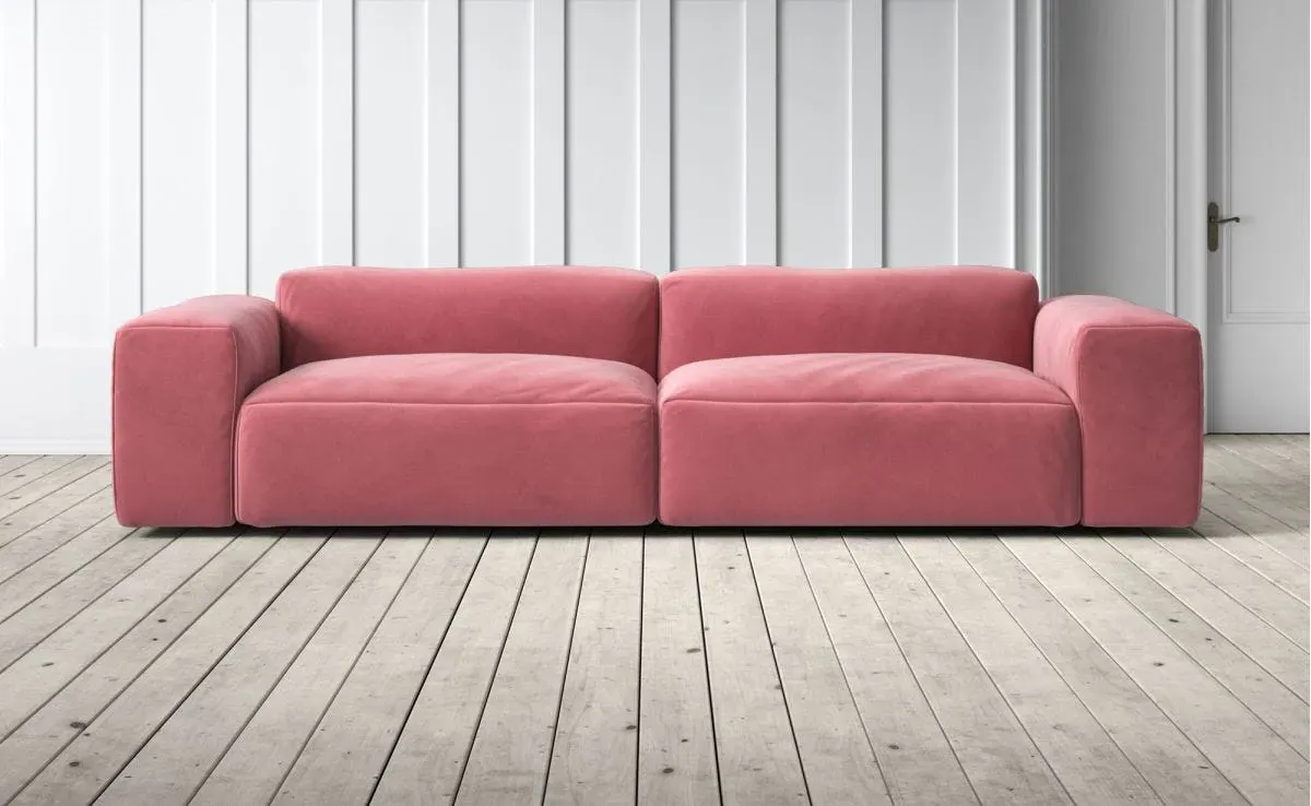 Dax 4-Seater Sofa - Pink, Velvet