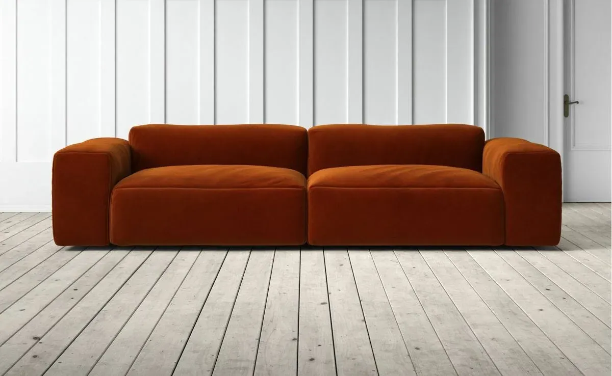 Dax 4-Seater Sofa - Rust, Velvet