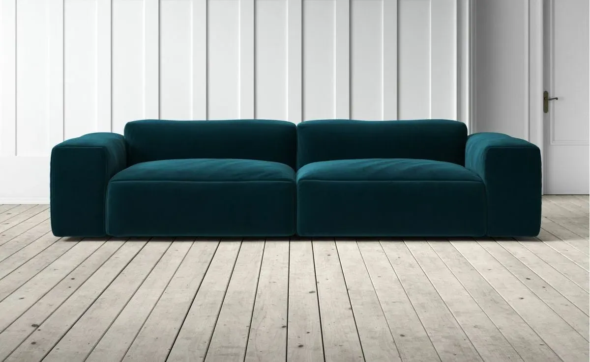 Dax 4-Seater Sofa - Turquoise, Velvet