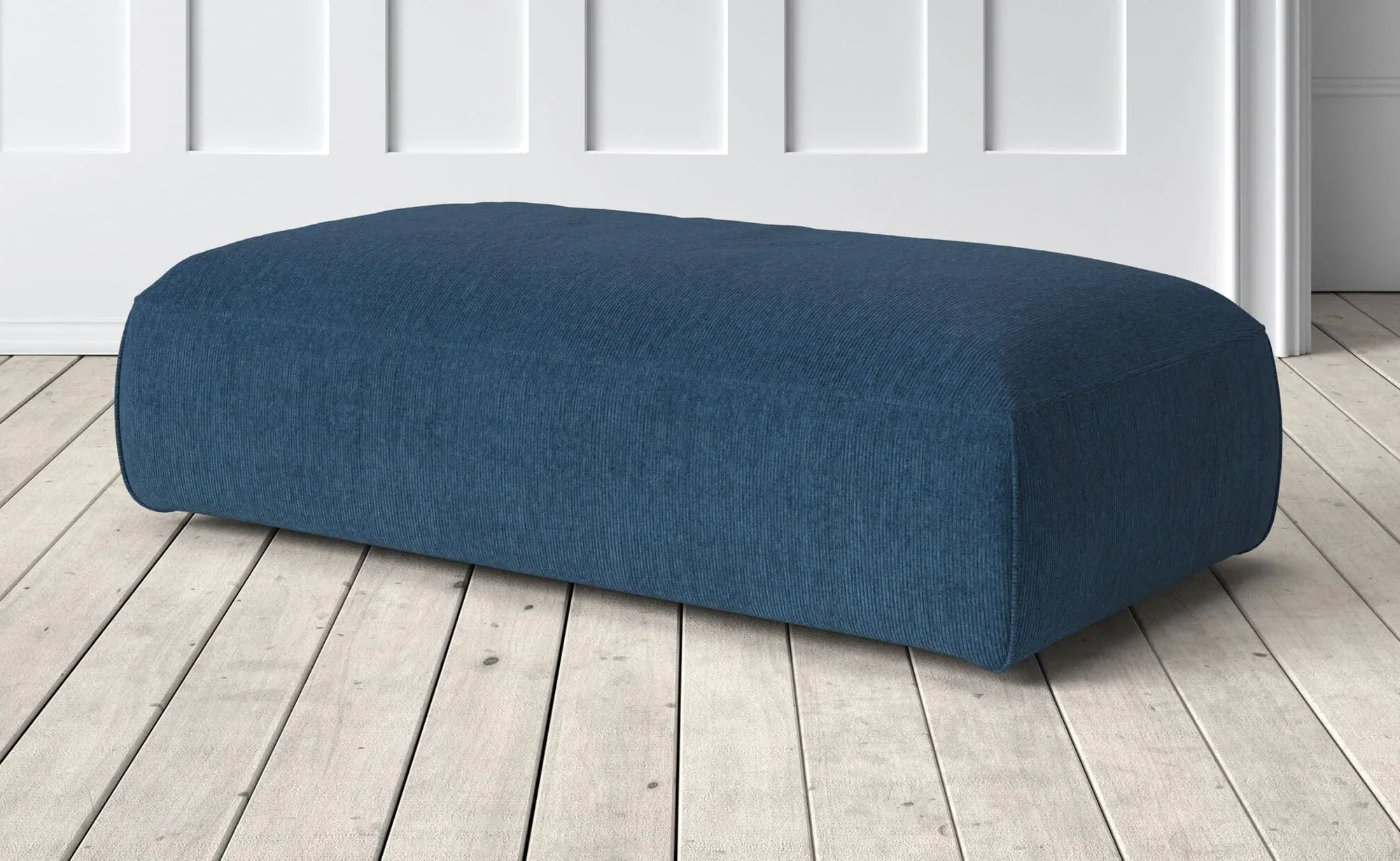 Dax Large Footstool - Blue Cord