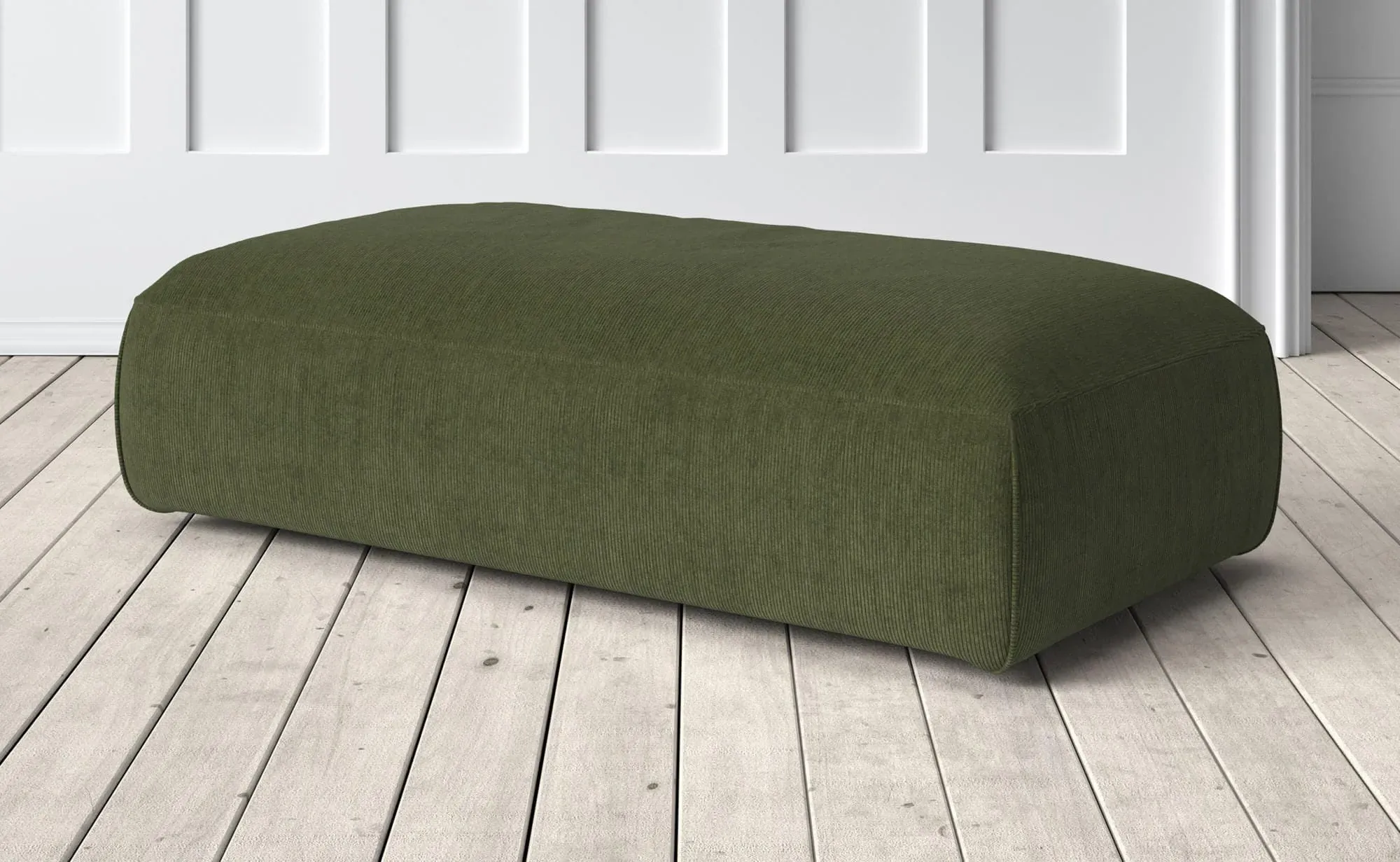 Dax Large Footstool - Dark Green, Cord