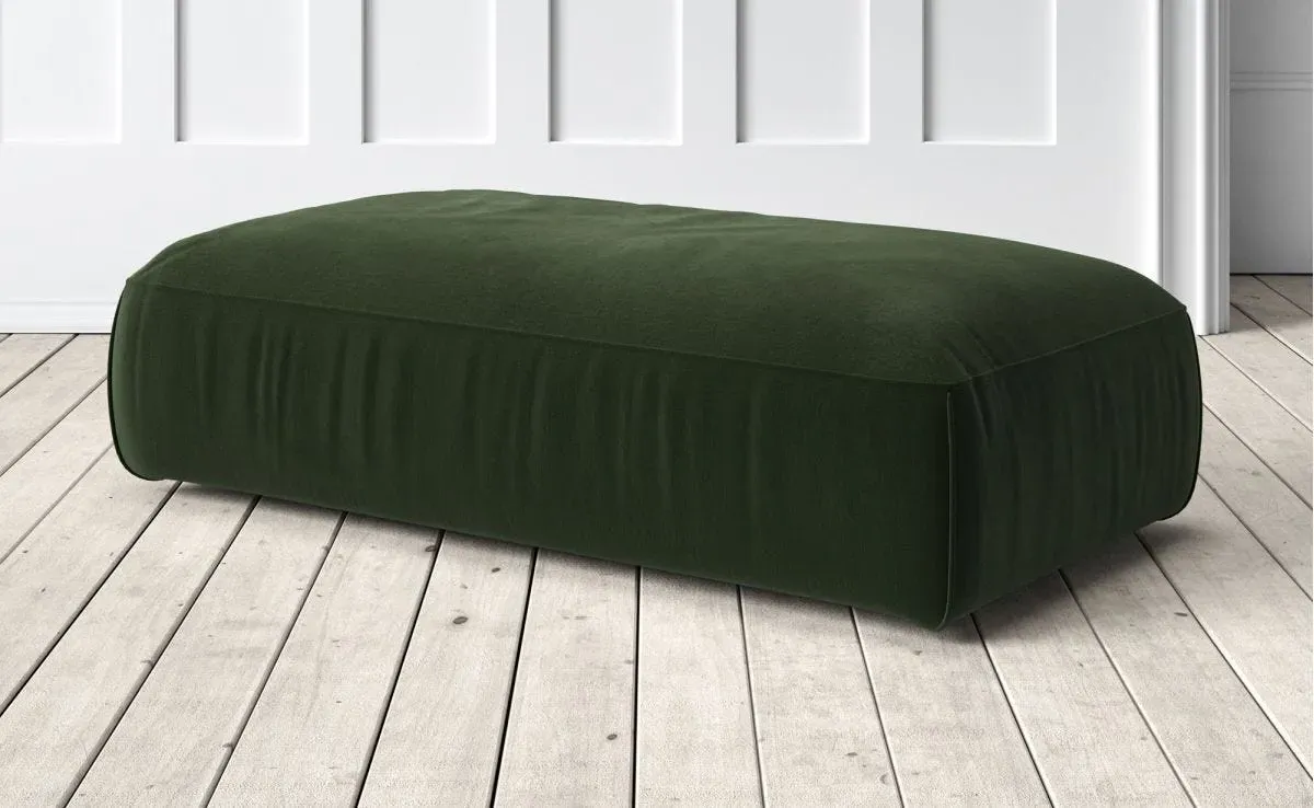 Dax Large Footstool - Deep Green, Velvet