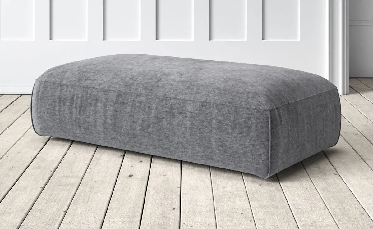 Dax Large Footstool - Grey, Velvet