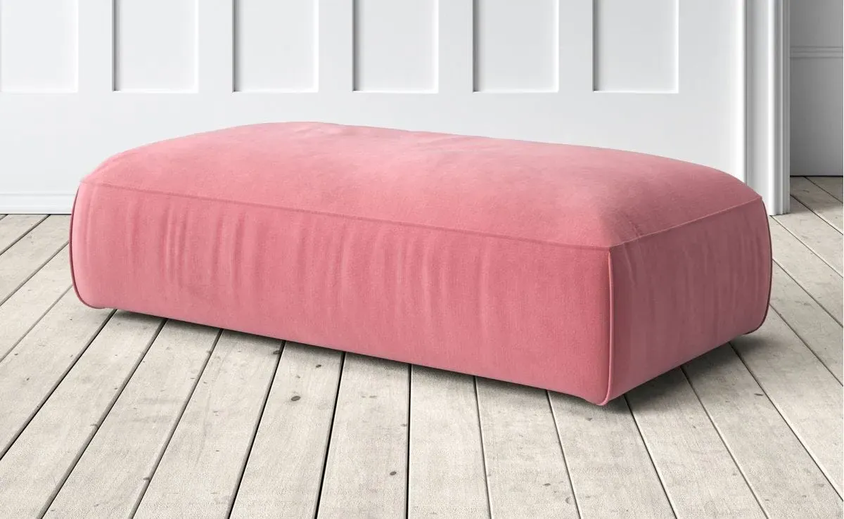 Dax Large Footstool - Pink, Velvet