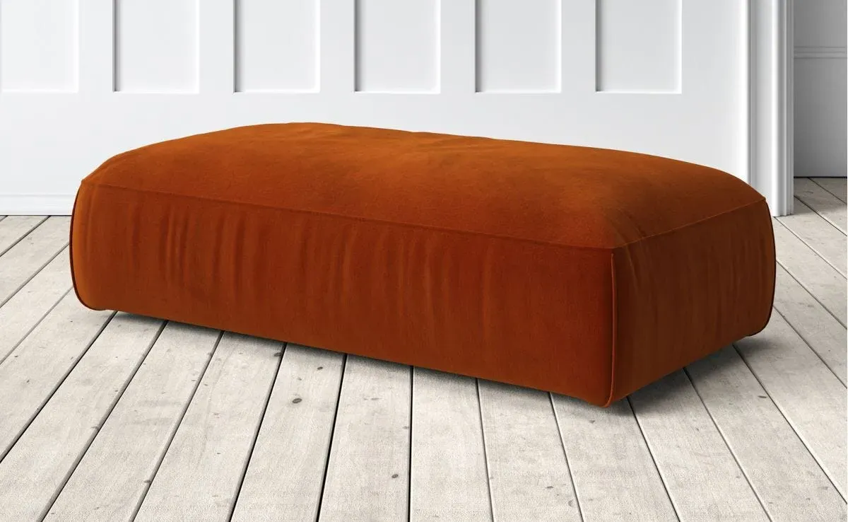 Dax Large Footstool - Rust, Velvet