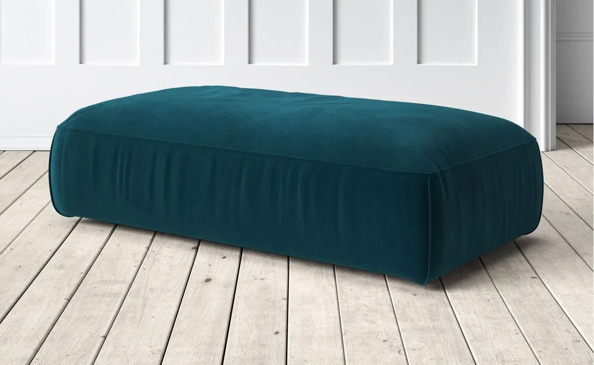 Dax Large Footstool - Turquoise, Velvet
