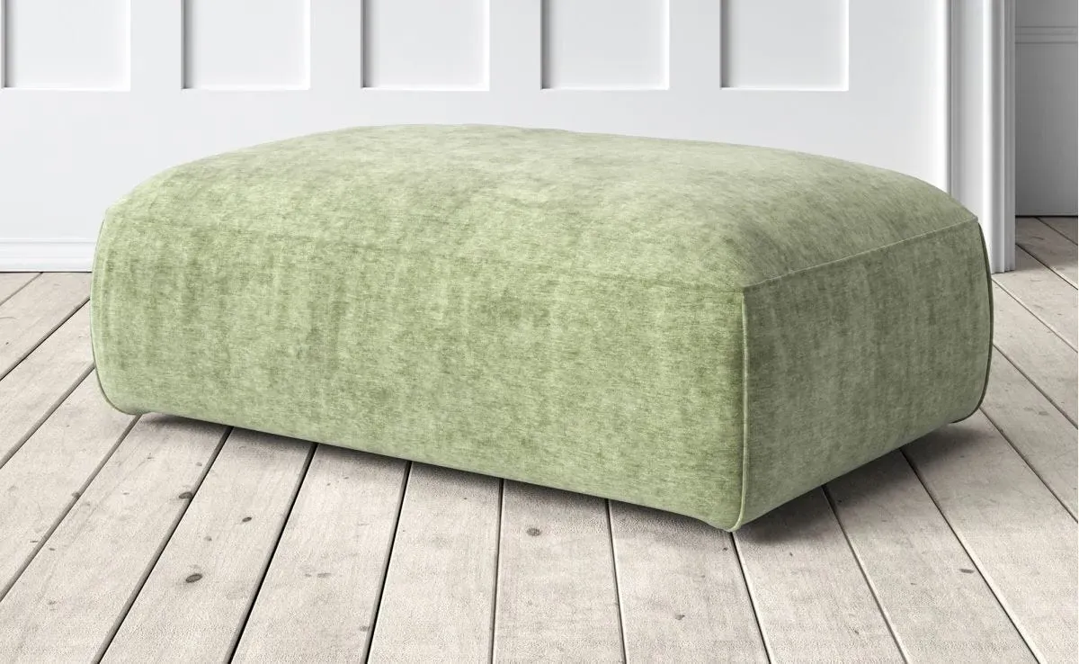 Dax Small Footstool - Green, Velvet image