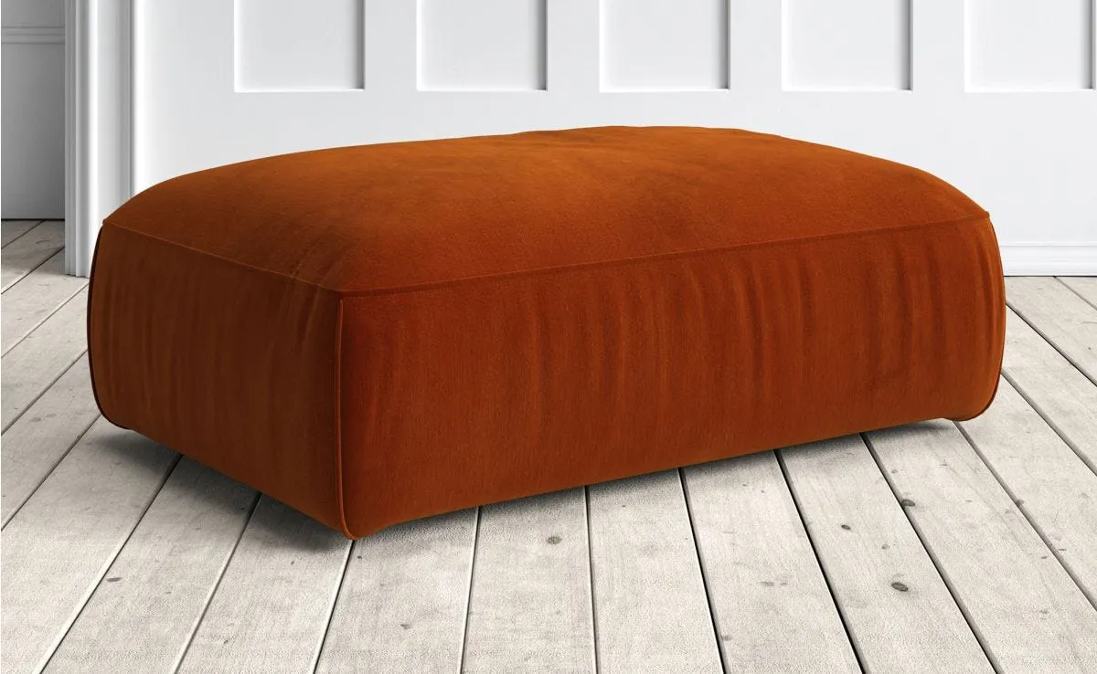 Dax Small Footstool - Rust, Velvet image