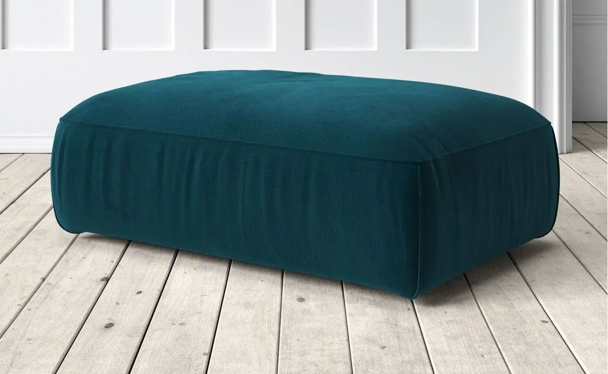 Dax Small Footstool - Turquoise, Velvet image