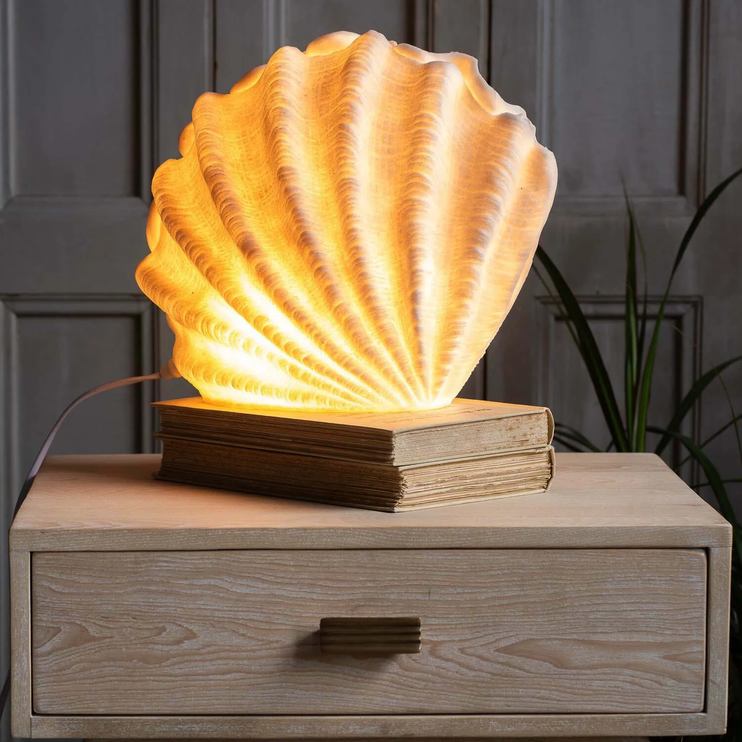 Decorative Shell Table Lamp - Stone Powder, Resin image
