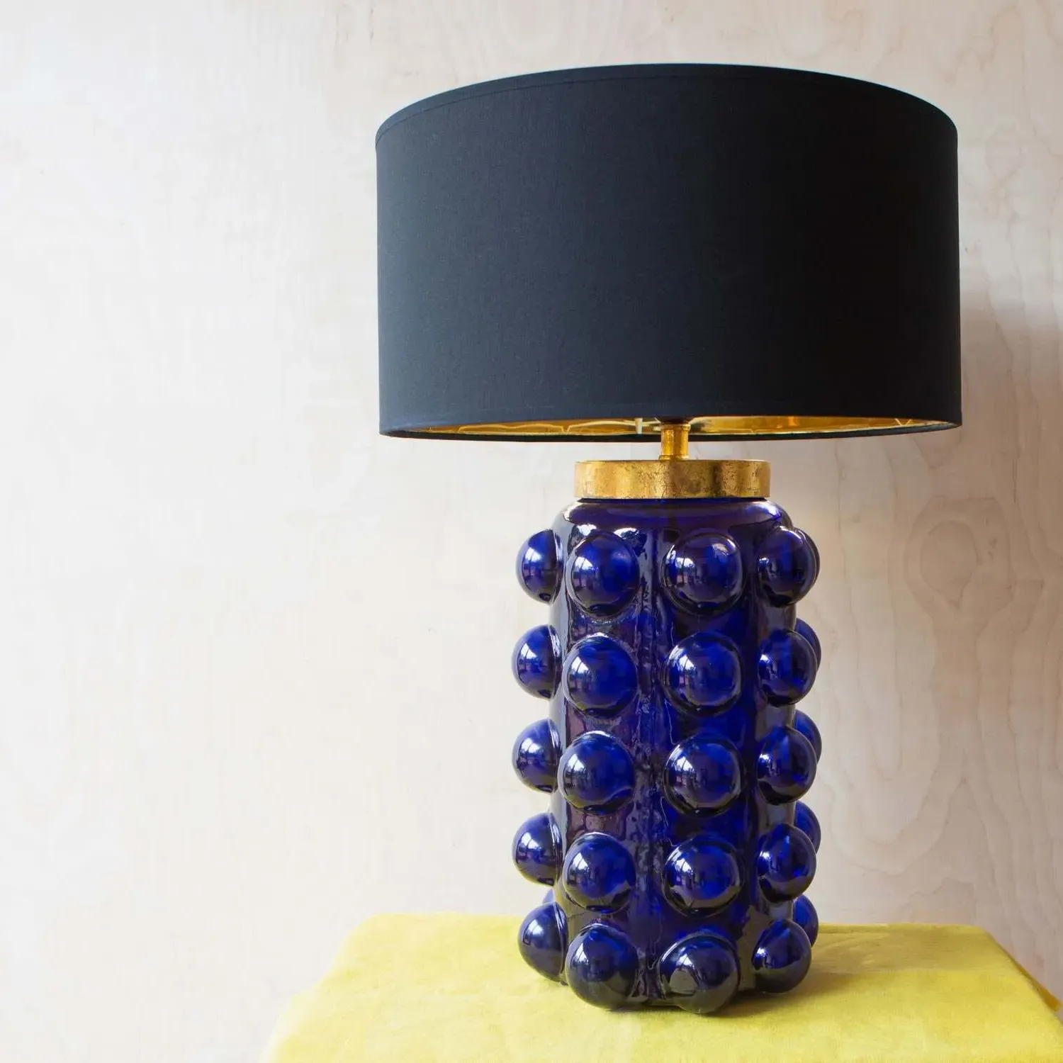 Deep Navy Bobble Table Lamp - Blue, Glass