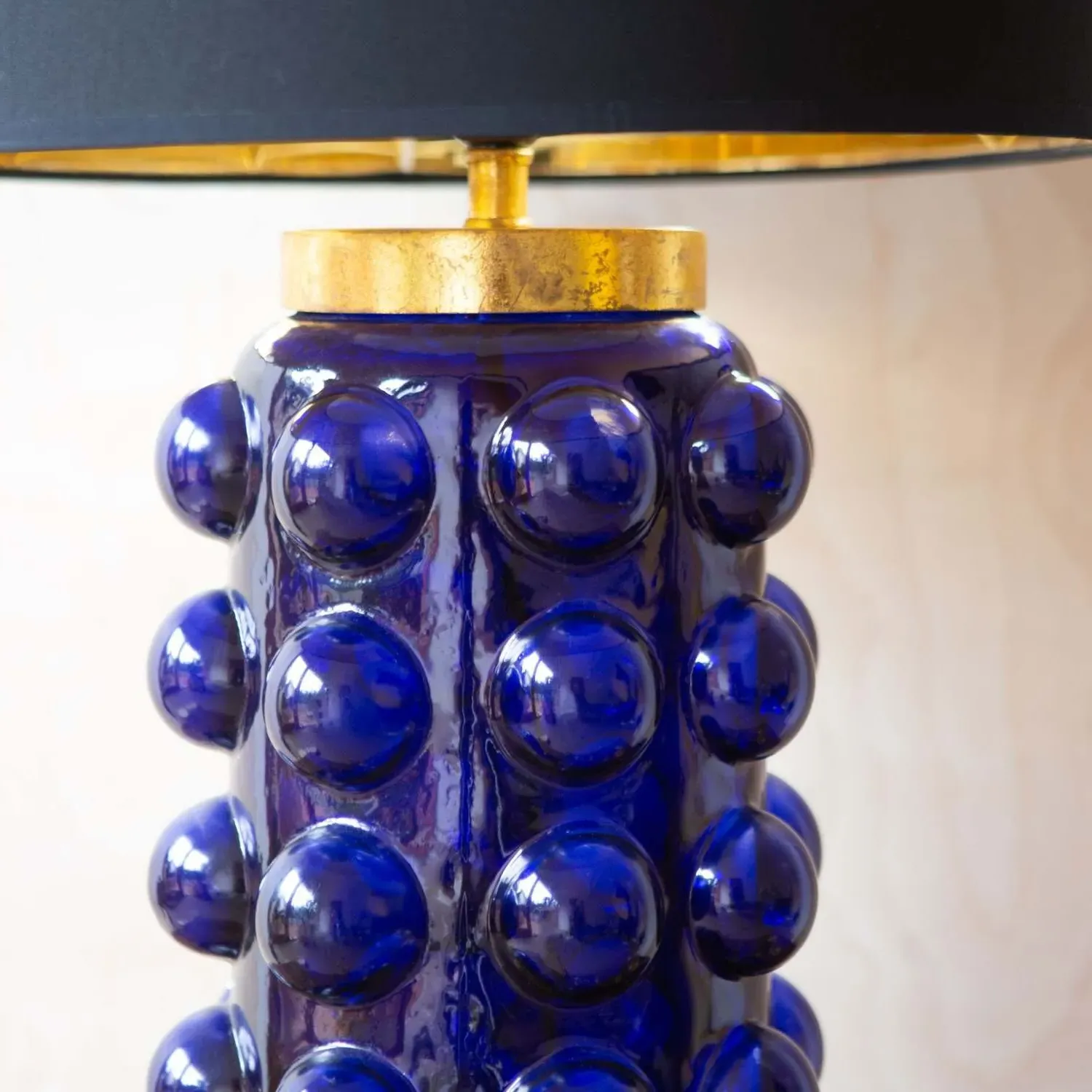 Deep Navy Bobble Table Lamp - Blue, Glass