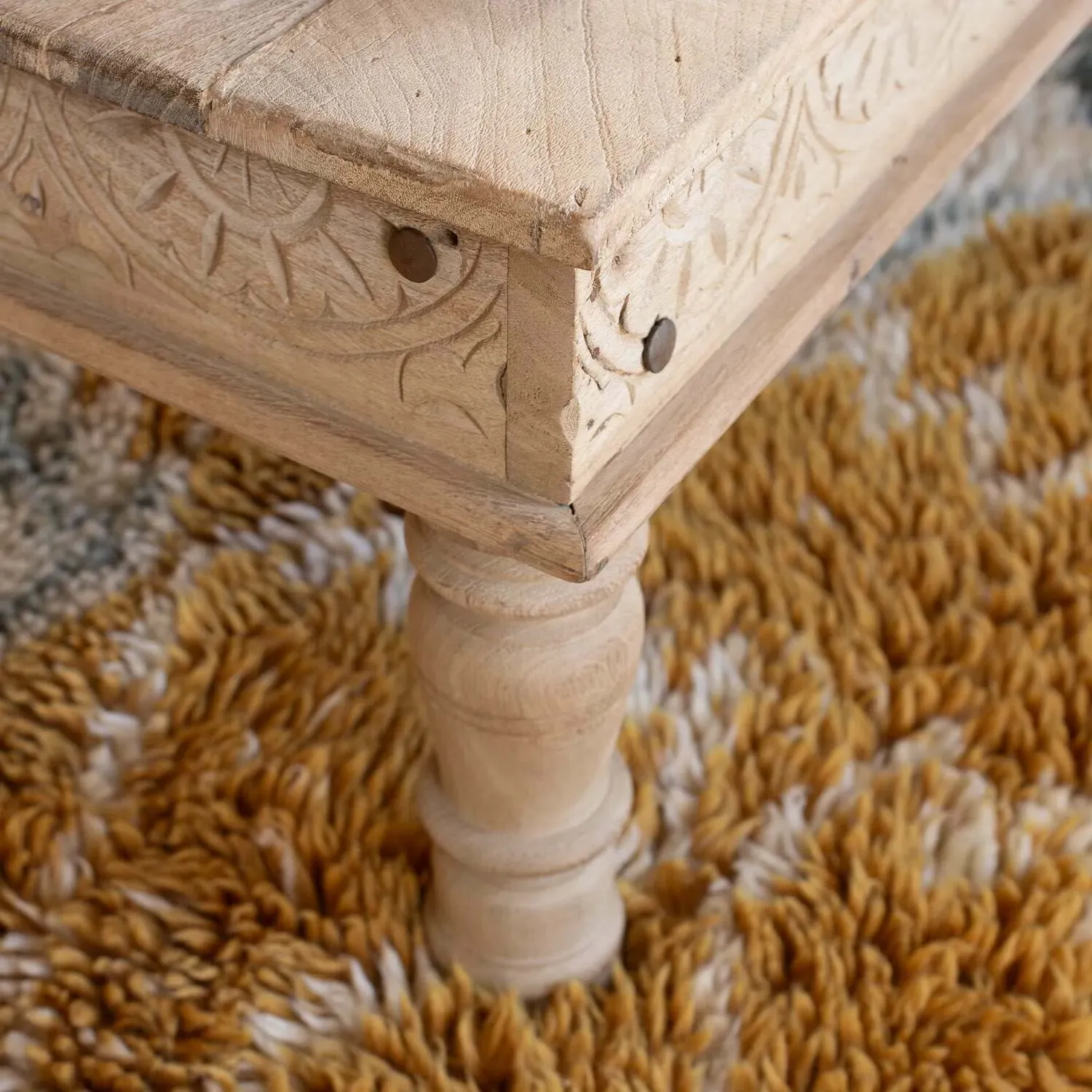 Delilah Carved Coffee Table - Mango Wood
