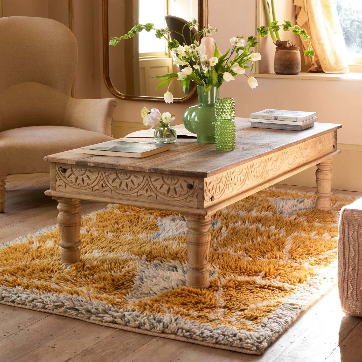 Delilah Carved Coffee Table - Mango Wood image