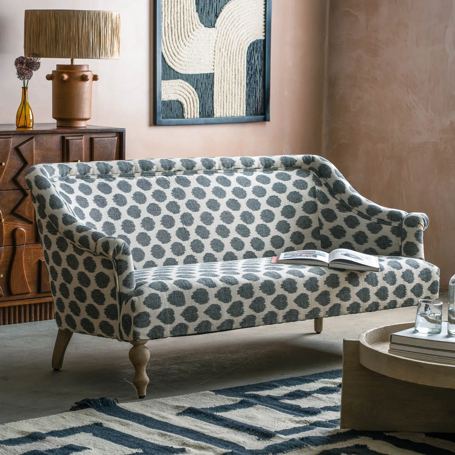 Delphine Two Seater Sofa - White, Cotton image