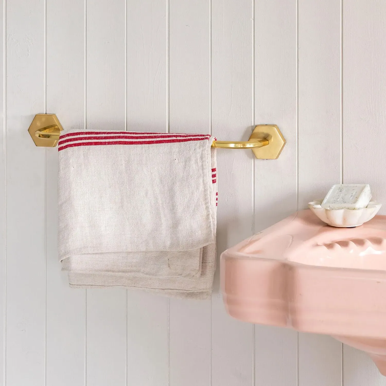 Devonshire Hexagon Towel Rail - Antiqued Gold, Brass