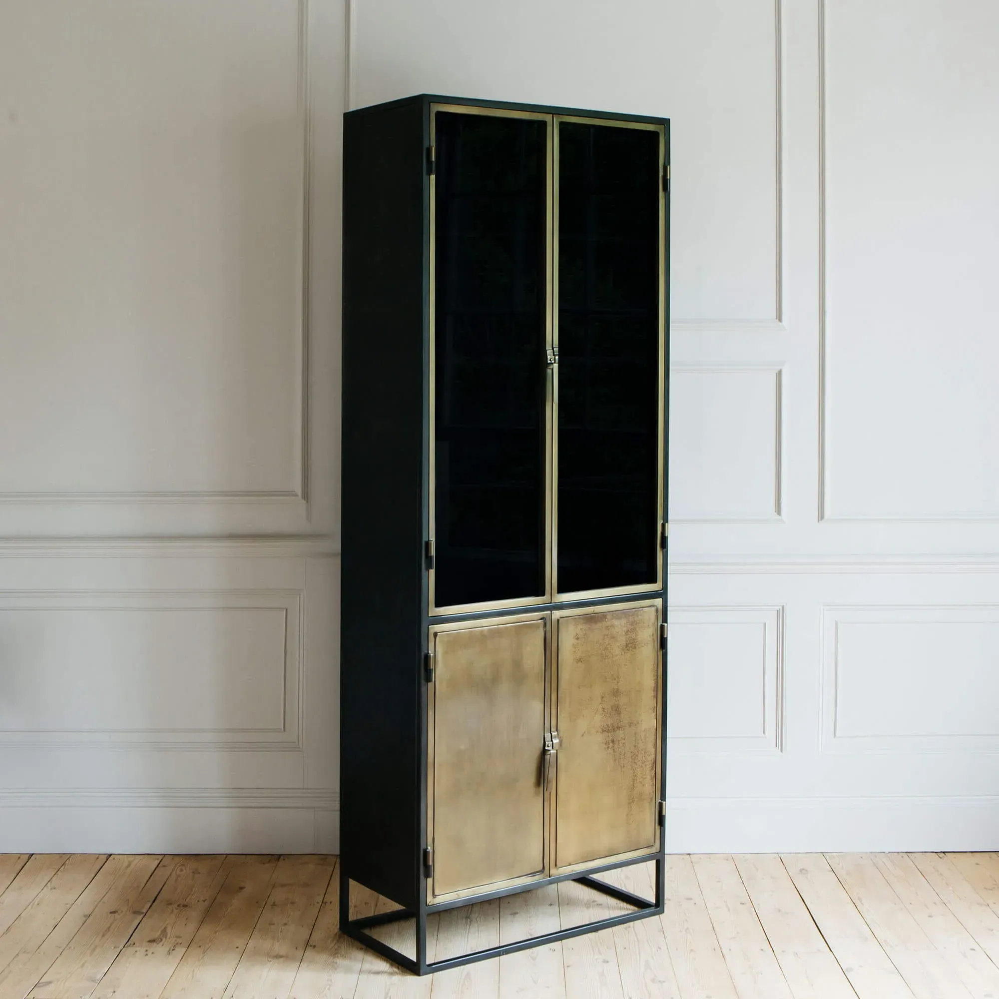 Dexter Double Glass Display Cabinet - Brass