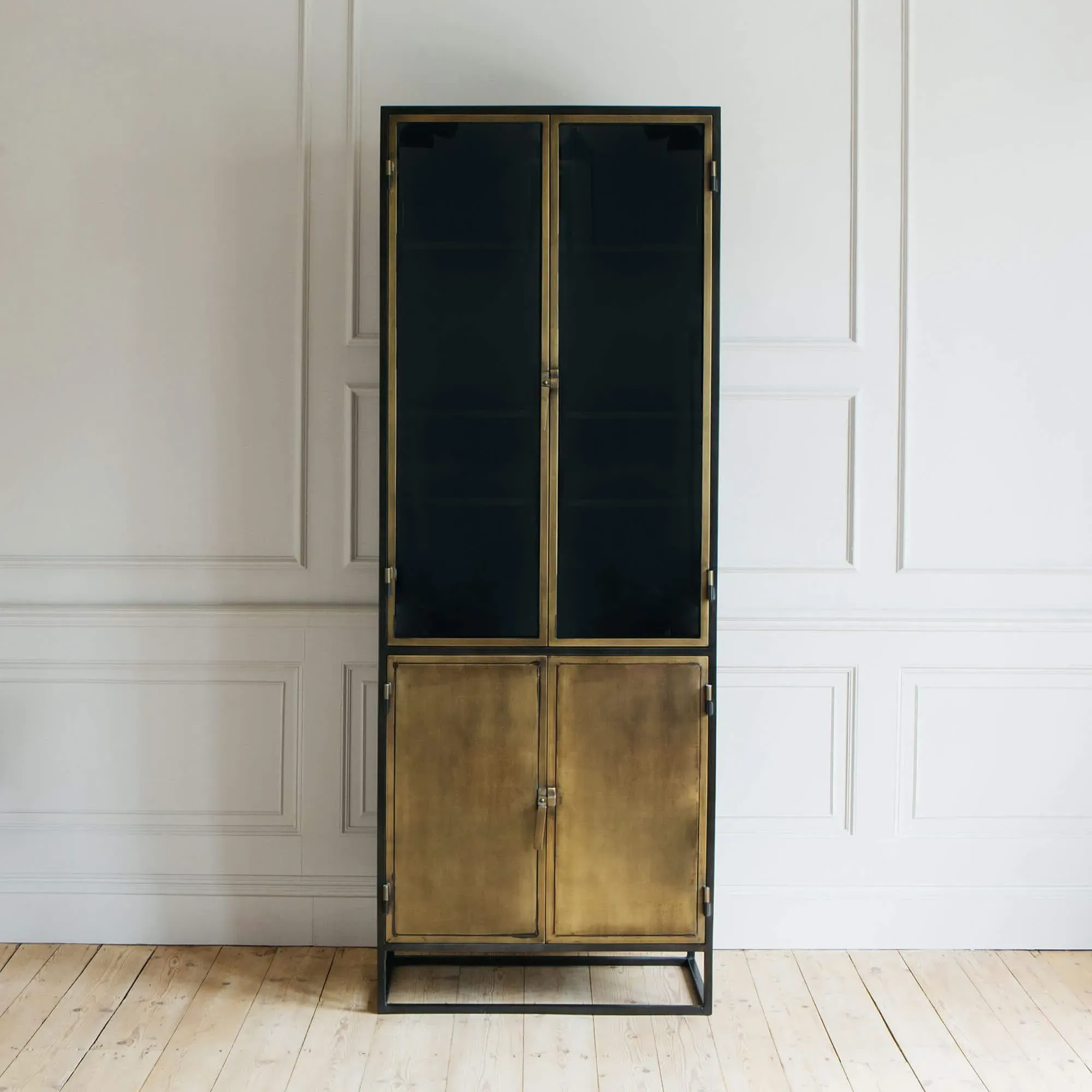 Dexter Double Glass Display Cabinet - Brass