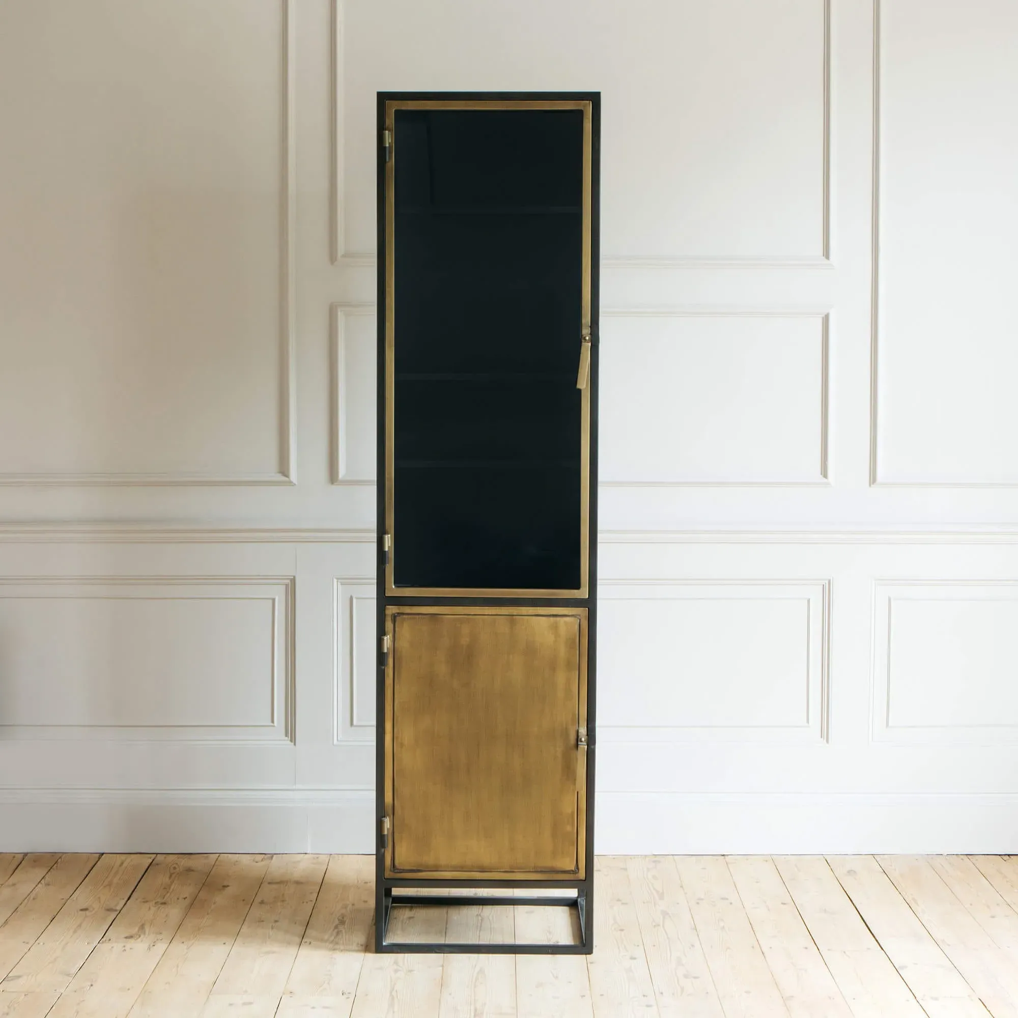 Dexter Single Glass Display Cabinet - Brass