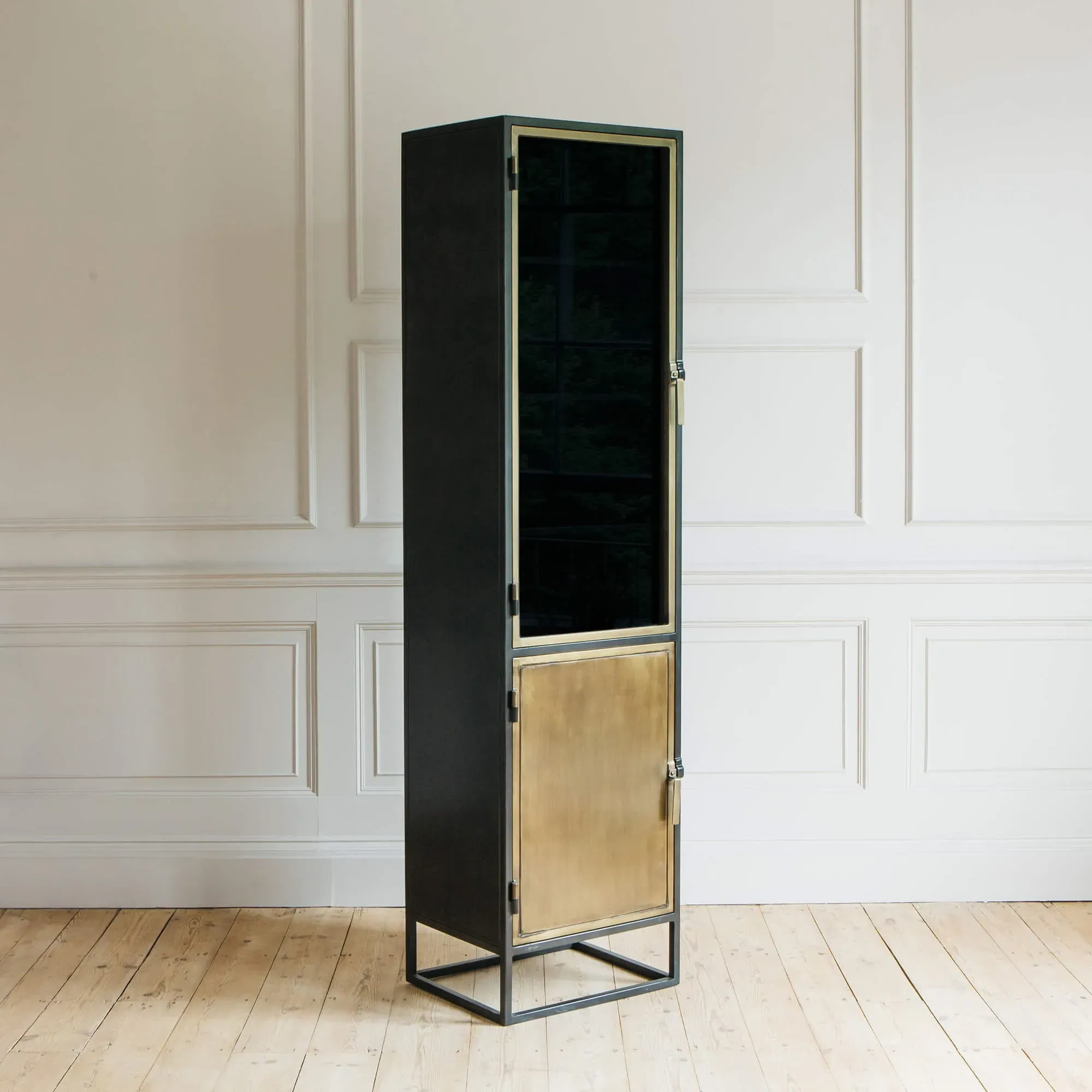 Dexter Single Glass Display Cabinet - Brass