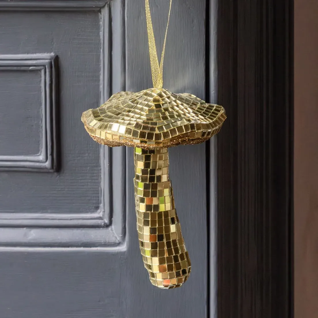 Disco Toadstool Christmas Tree Decoration - Gold