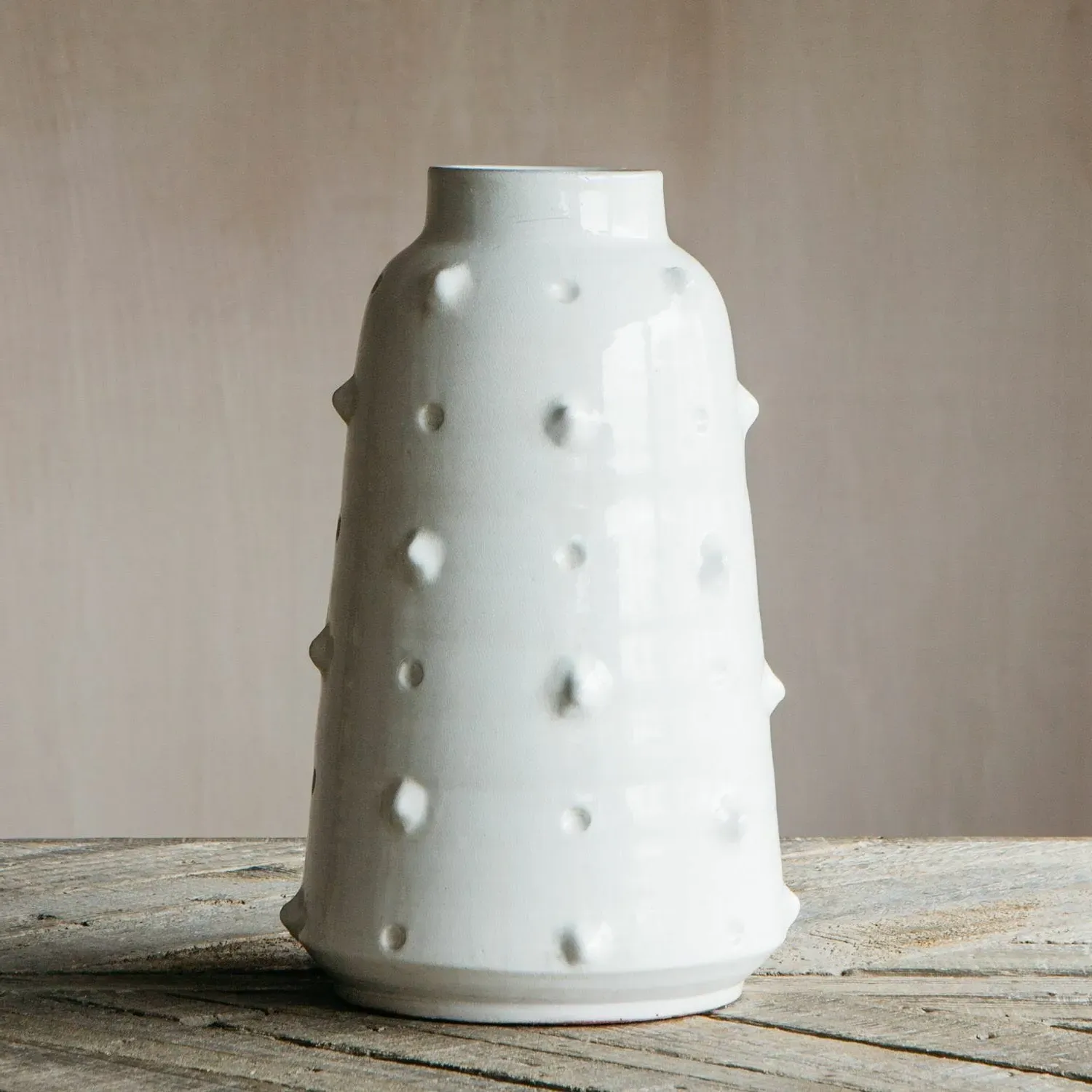 Distressed Bobble Vase - Off-White, Terracotta