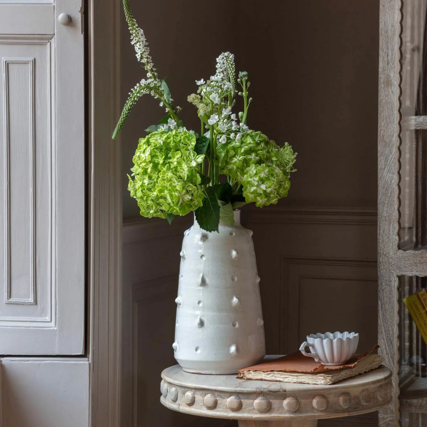 Distressed Bobble Vase - Off-White, Terracotta