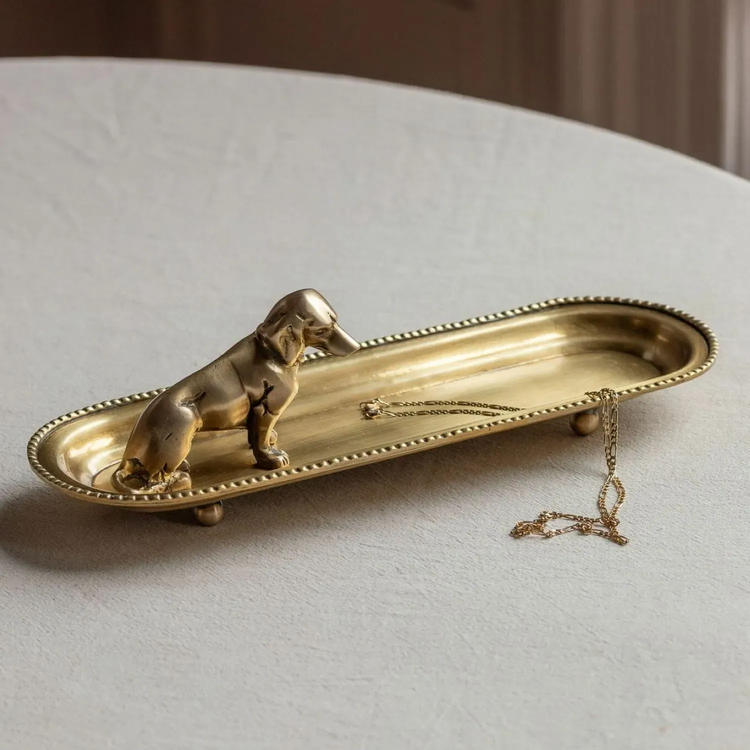 Dog Trinket Tray - Gold, Brass image