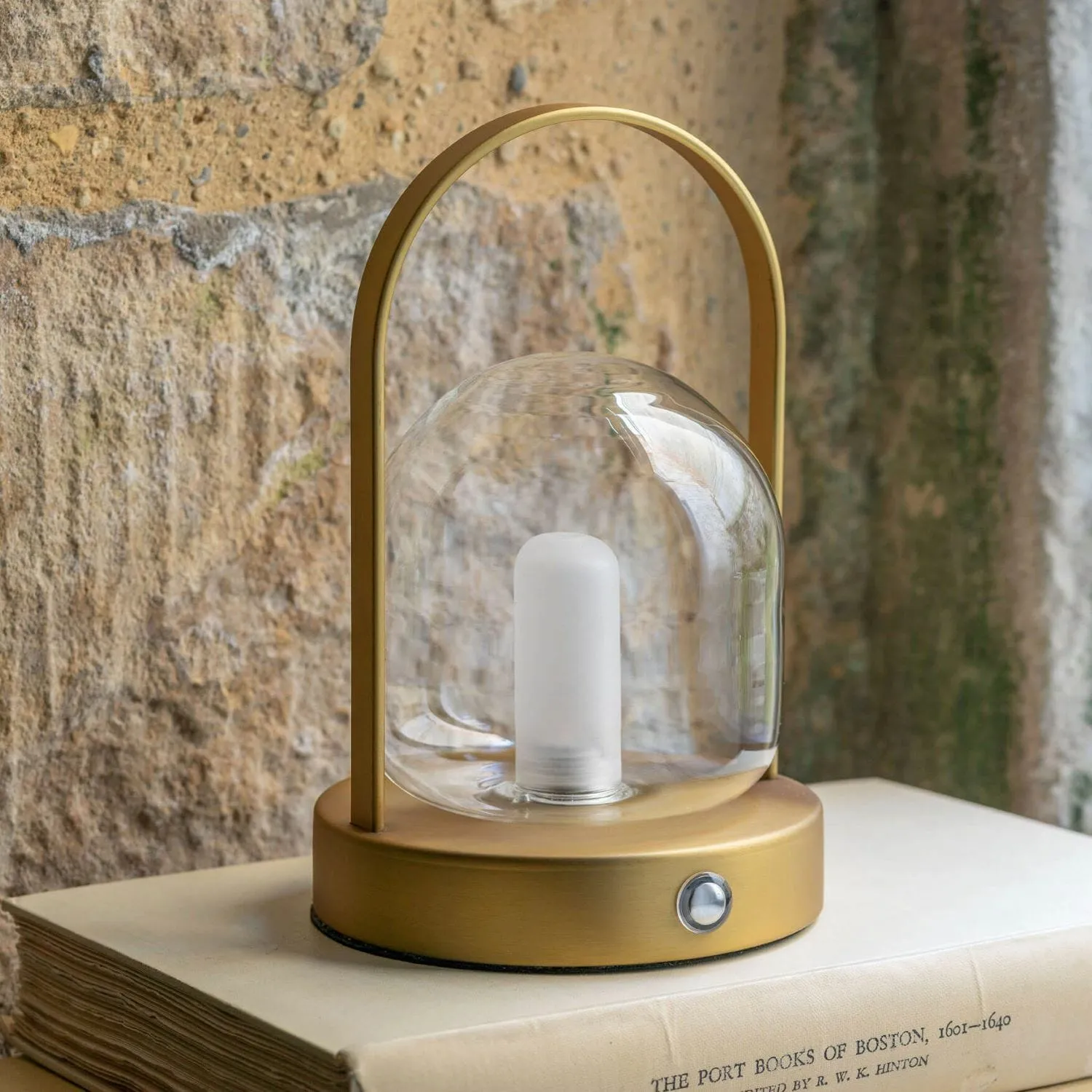 Dome LED Table Lamp with Handle - Antiqued Bronze