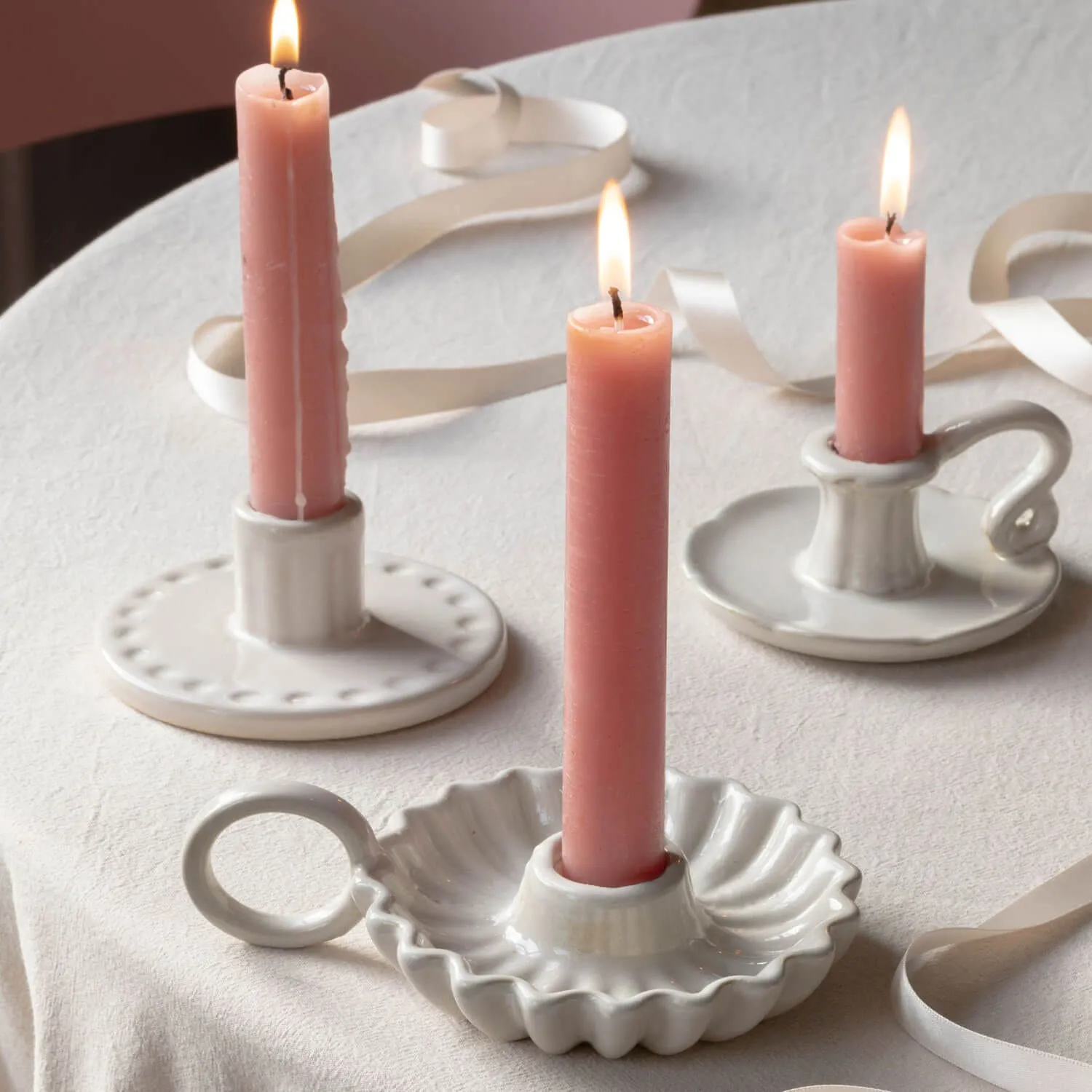 Dotty Ceramic Candle Holder - Stoneware