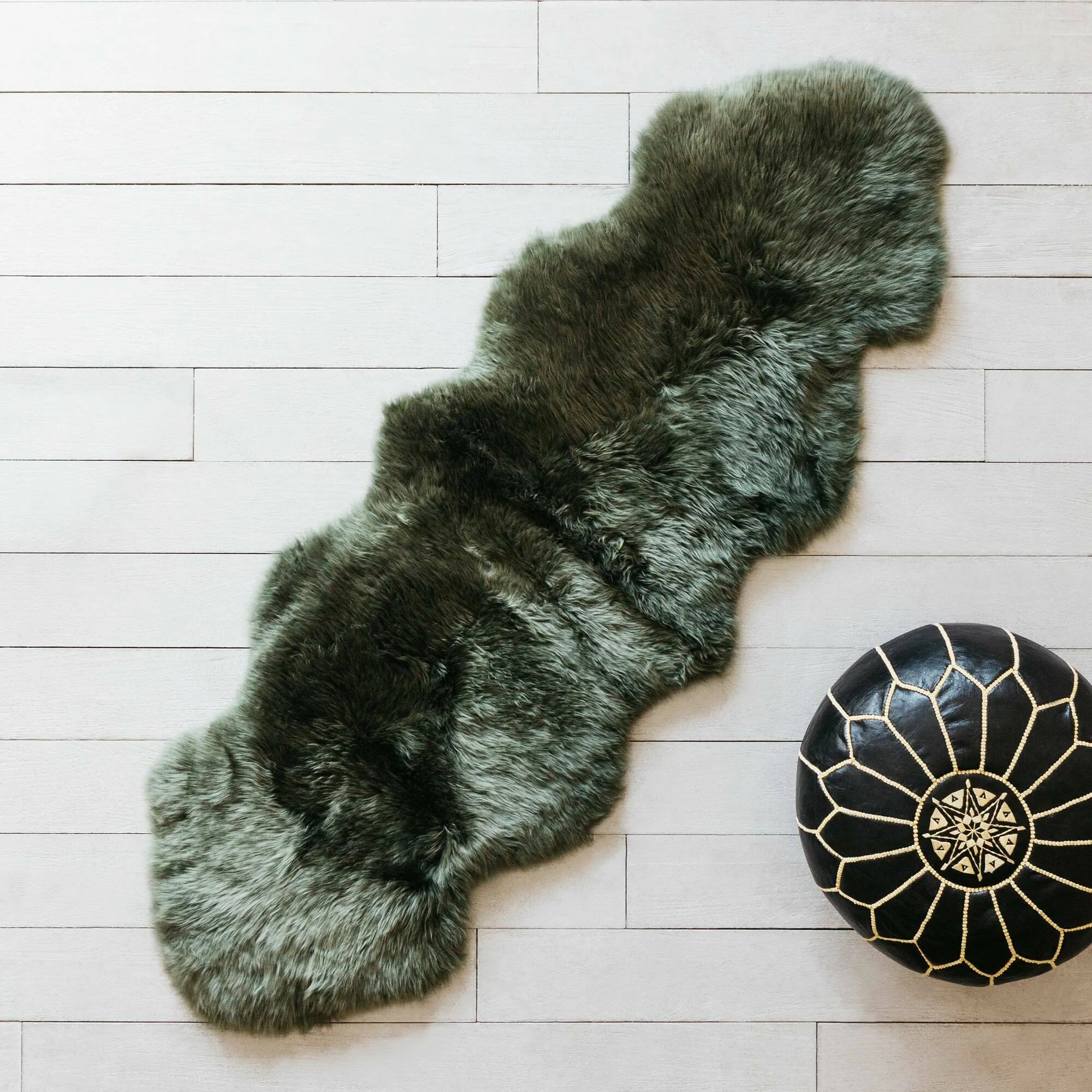 Double Sheepskin Rug - Moss Green