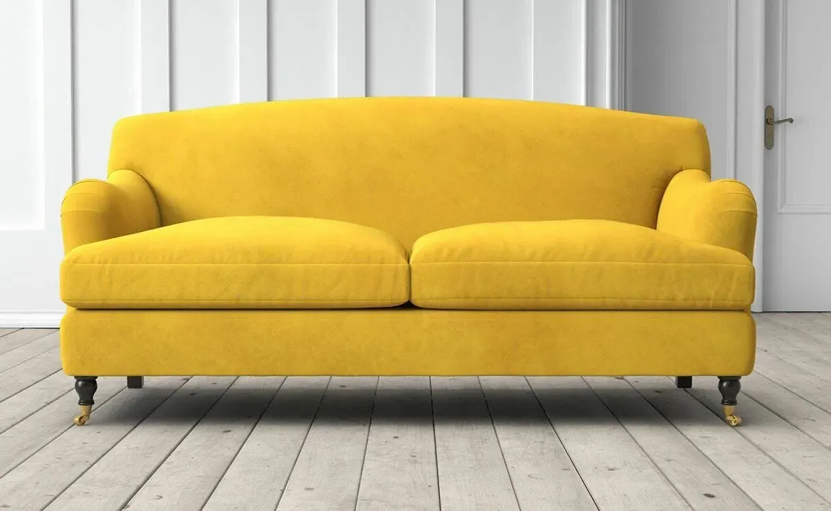 Doze 2.5 Seater Sofa - Canary, Stain Guarded Velvet