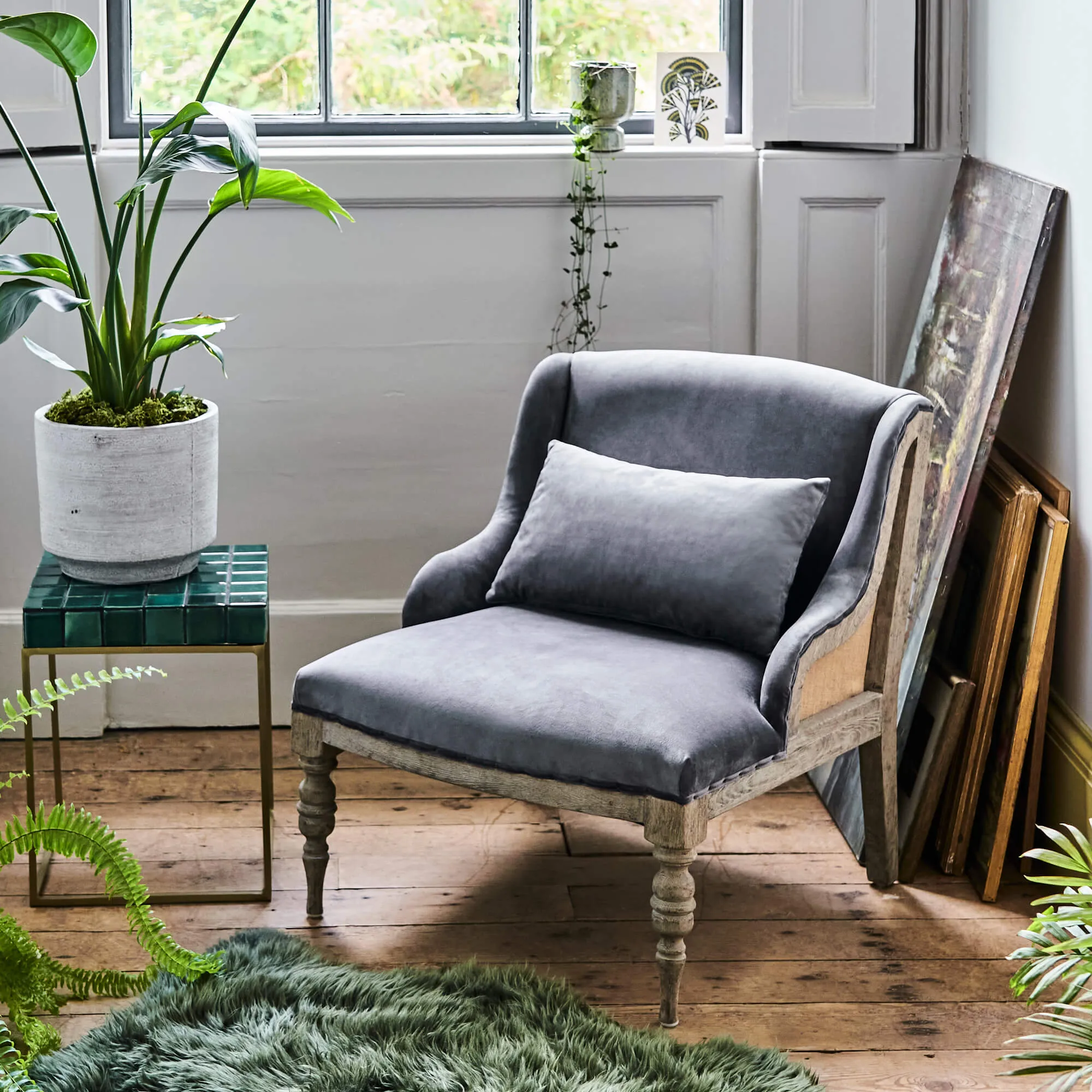 Duchess Armchair - Grey, Velvet