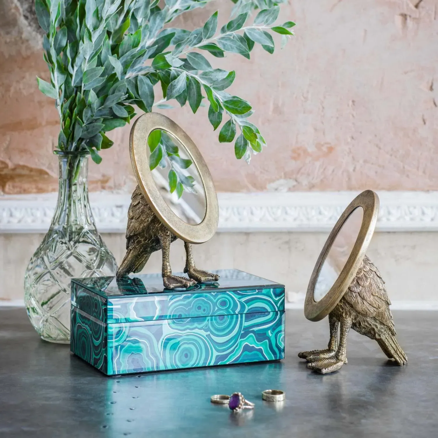 Duck Oval Mirror - Brass, Resin