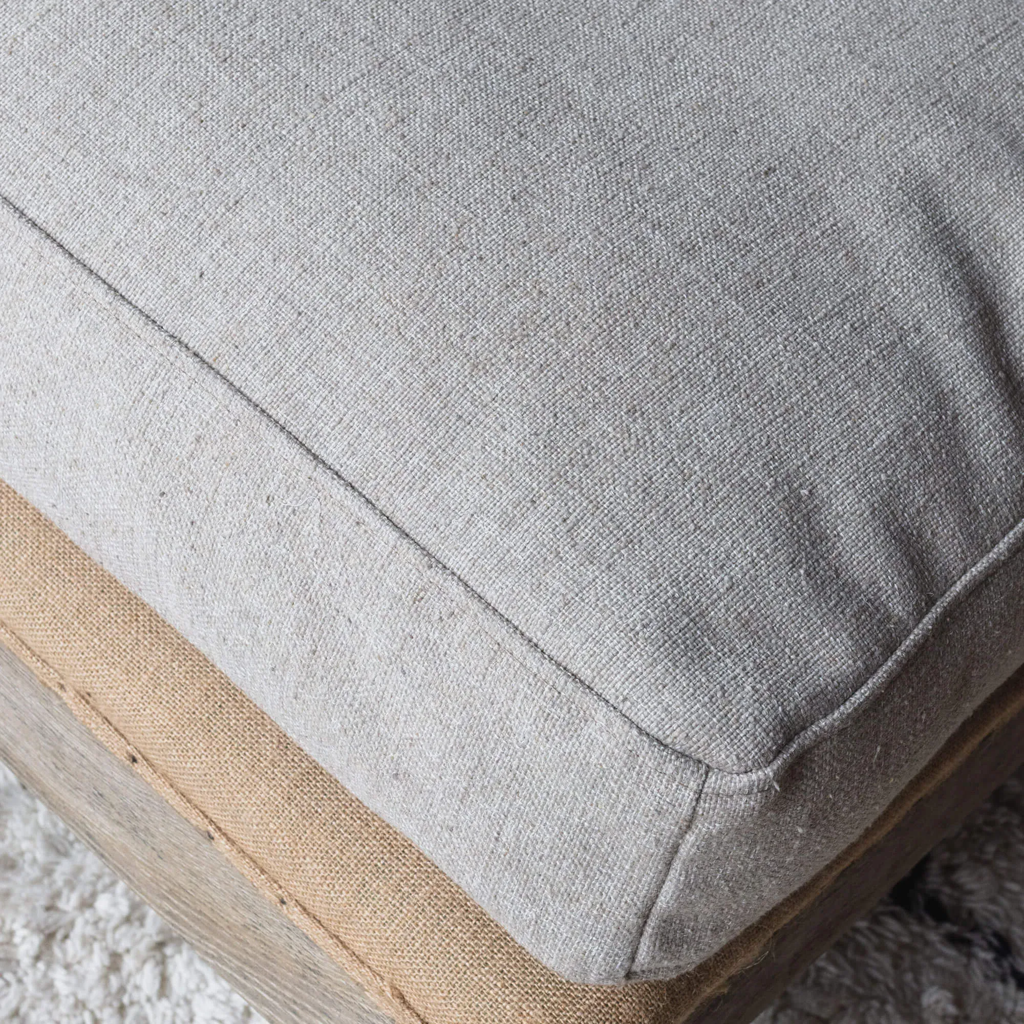 Duke Rectangular Ottoman with Castors - Natural, Linen