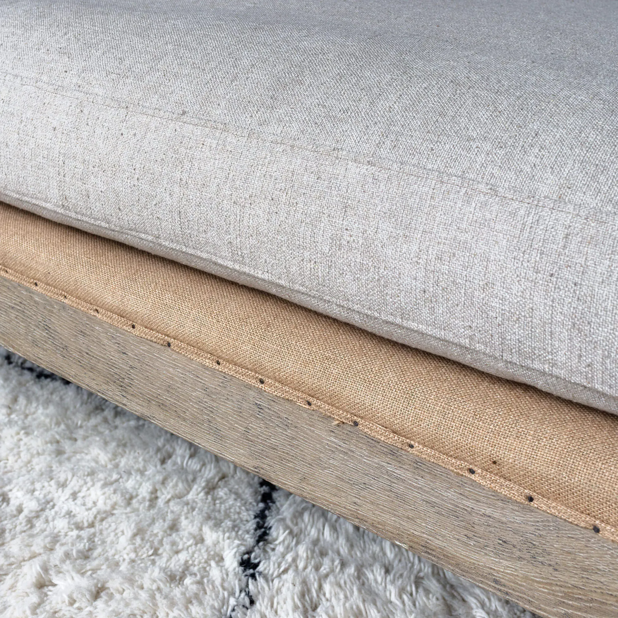 Duke Rectangular Ottoman with Castors - Natural, Linen