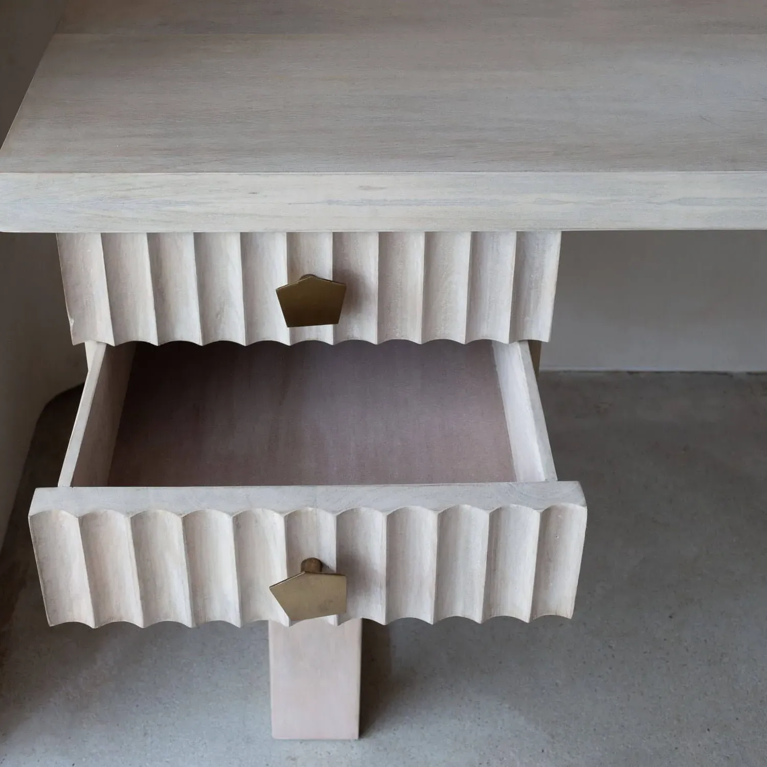 Eckley Desk with Drawers - Whitewashed, Mango Wood