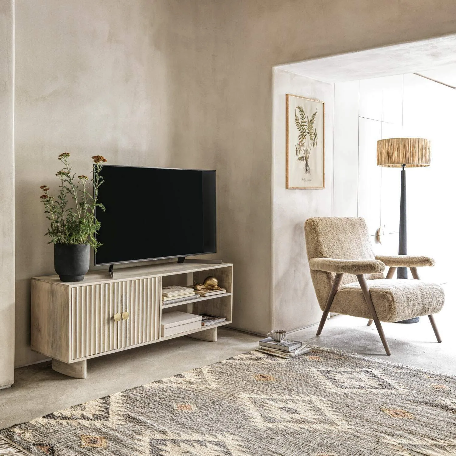 Eckley TV Stand with Storage - Mango Wood image